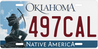 OK license plate 497CAL