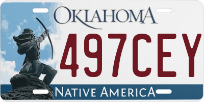 OK license plate 497CEY