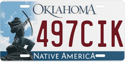 OK license plate 497CIK