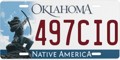 OK license plate 497CIO