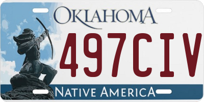 OK license plate 497CIV