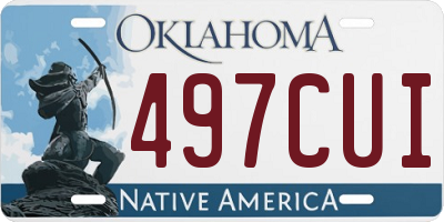 OK license plate 497CUI