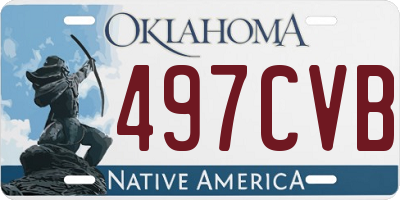 OK license plate 497CVB