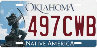OK license plate 497CWB
