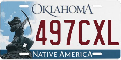 OK license plate 497CXL