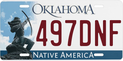 OK license plate 497DNF