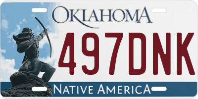 OK license plate 497DNK