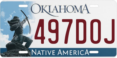 OK license plate 497DOJ