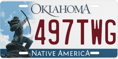 OK license plate 497TWG