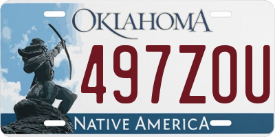 OK license plate 497ZOU