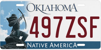 OK license plate 497ZSF