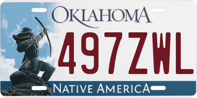 OK license plate 497ZWL