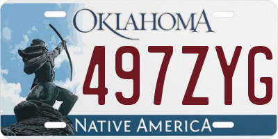 OK license plate 497ZYG