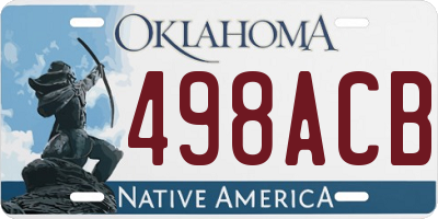 OK license plate 498ACB