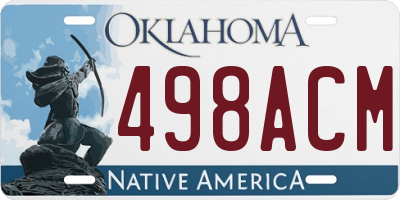OK license plate 498ACM