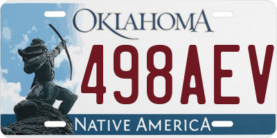 OK license plate 498AEV