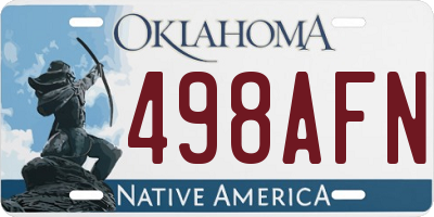 OK license plate 498AFN