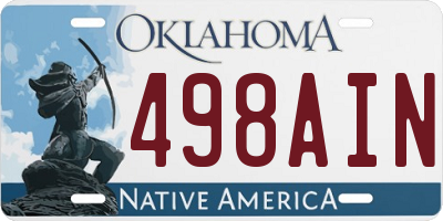 OK license plate 498AIN