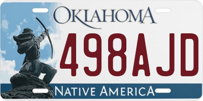 OK license plate 498AJD