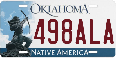 OK license plate 498ALA