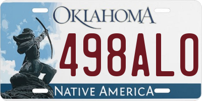 OK license plate 498ALO