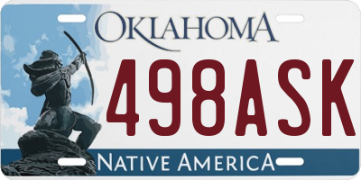 OK license plate 498ASK