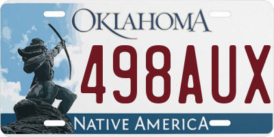 OK license plate 498AUX