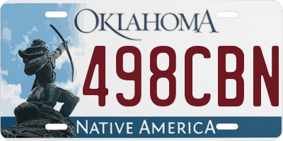 OK license plate 498CBN