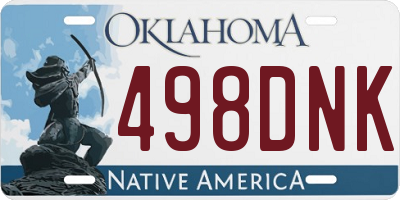 OK license plate 498DNK
