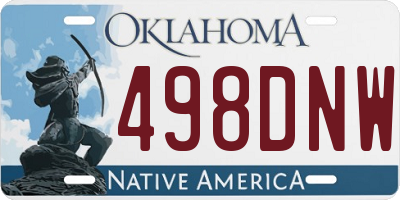OK license plate 498DNW