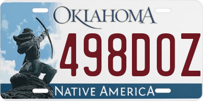 OK license plate 498DOZ