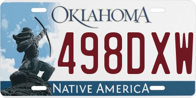 OK license plate 498DXW