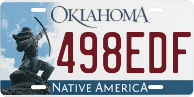 OK license plate 498EDF