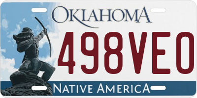 OK license plate 498VEO