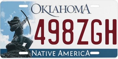 OK license plate 498ZGH