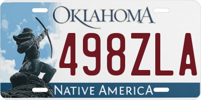OK license plate 498ZLA