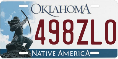 OK license plate 498ZLO