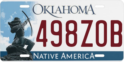 OK license plate 498ZOB