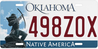 OK license plate 498ZOX