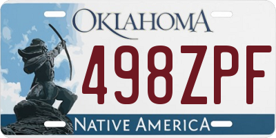 OK license plate 498ZPF