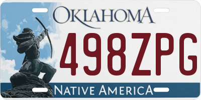 OK license plate 498ZPG