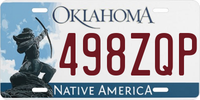 OK license plate 498ZQP
