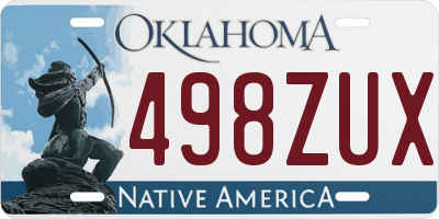 OK license plate 498ZUX