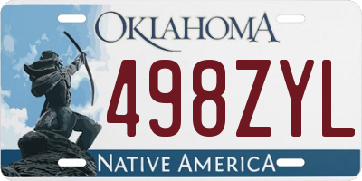 OK license plate 498ZYL