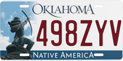 OK license plate 498ZYV