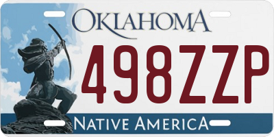 OK license plate 498ZZP