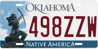 OK license plate 498ZZW