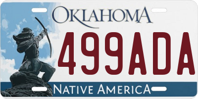 OK license plate 499ADA