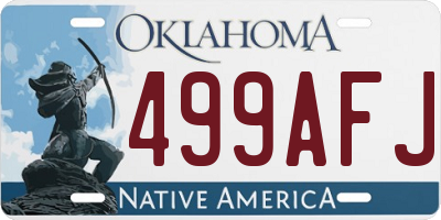 OK license plate 499AFJ