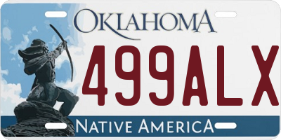 OK license plate 499ALX